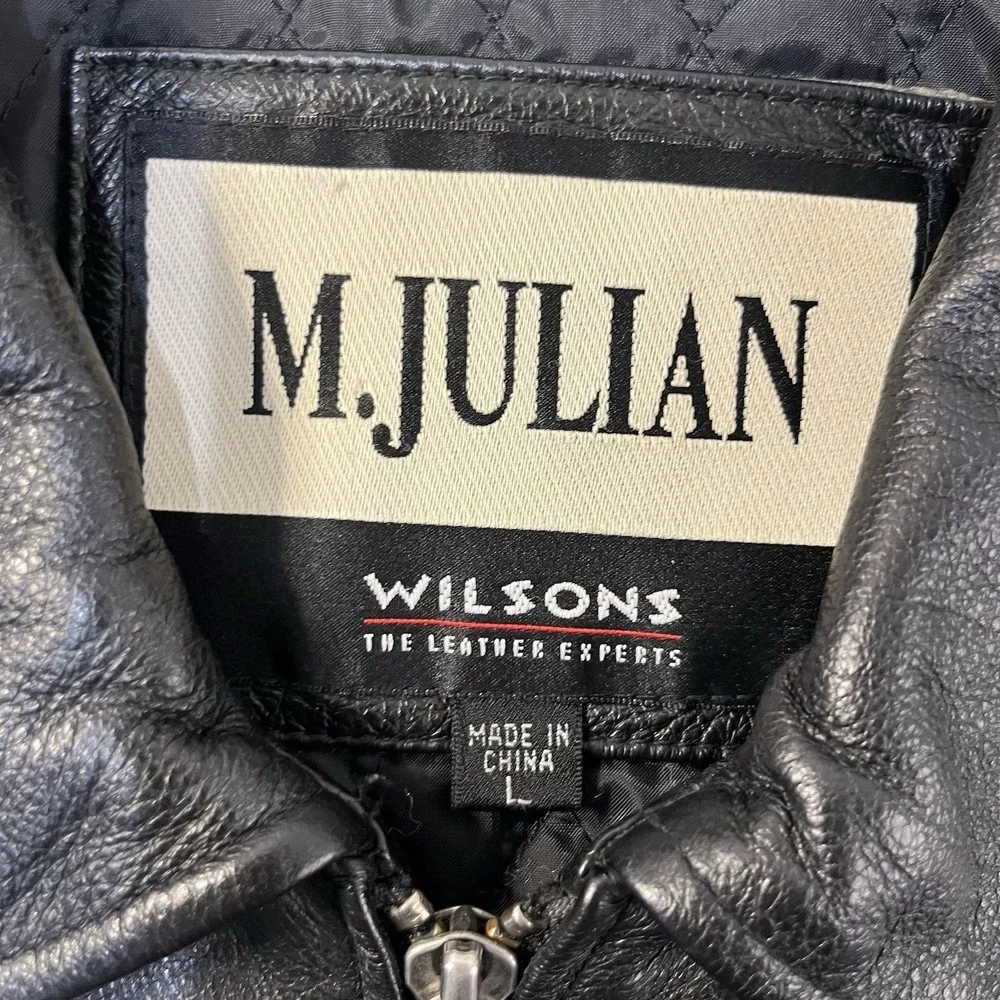 Vintage‎ Wilsons M Julian Leather Jacket Mens Large Black Full Zip Quilted Lined